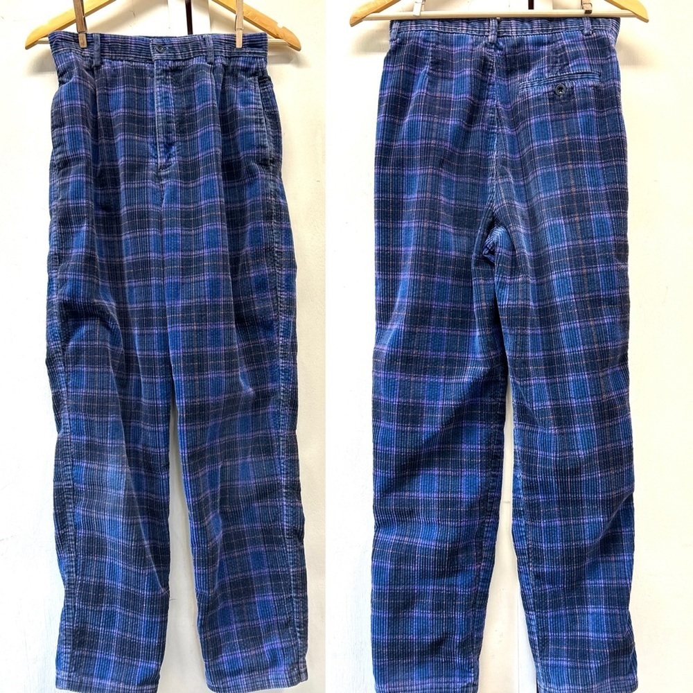 vintage lands end plaid corduroy pants